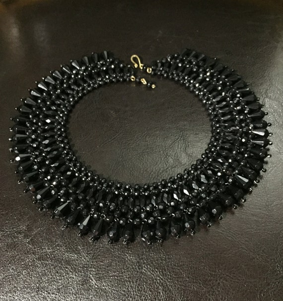 Vintage Faceted Black Collar Cleopatra necklace - image 1