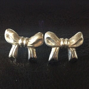 Vintage Ribbon Sterling Silver Bow  Earrings for Pierced ears