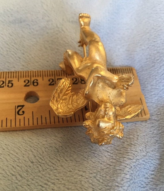 Distressed Matte Gold 3D Cherub Angel Putti Pin L… - image 10