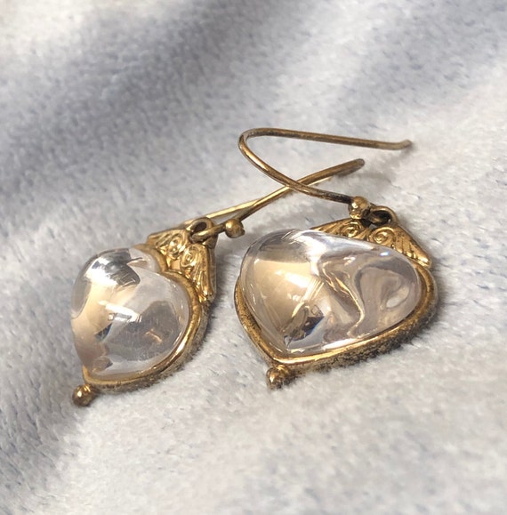 Vintage Puffy Glass Heart earrings