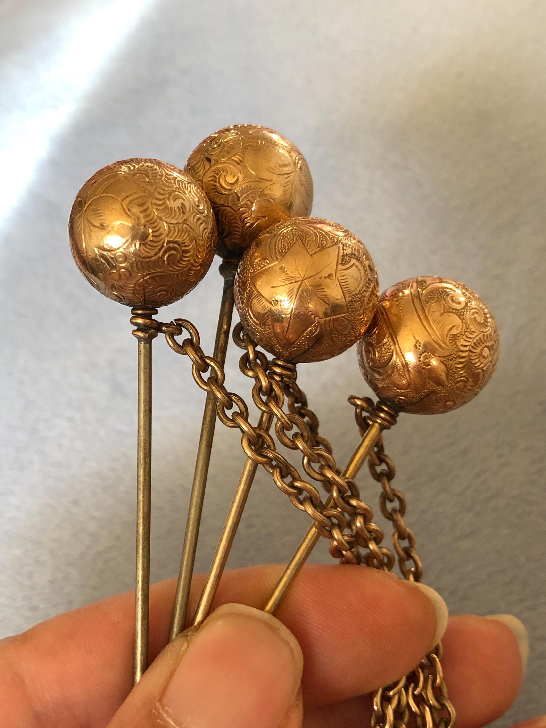 Victorian Rose Gold Filled Hat Pin Hair Pin Vest Pin Cloak  display picture 1