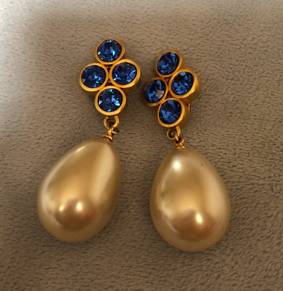 French Bijoux Gripoix Matte God toned Earrings W/… - image 7