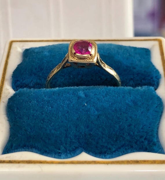 Victorian 14K Solid Gold Ruby Ring Child's Ring S… - image 2