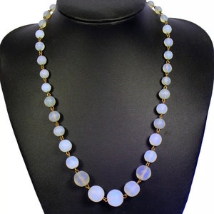 Art Deco Round graduated Opalite Opalescent necklace 18 inch image 7