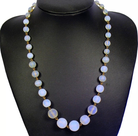 Art Deco Round graduated Opalite Opalescent neckl… - image 7