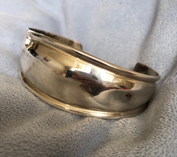 1960 Sterling Silver Plain Solid Cuff Bangle - image 4