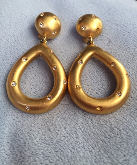 Vintage Givenchy Large Polkadot hoop earrings Mat… - image 2
