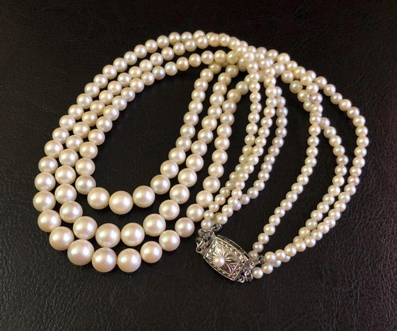 Pearl ジャパンヴィンテージ Vintage Faux Pearl 7.5” Marked Japan Necklace | eBay