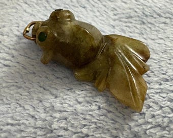 Carved Green Jade Fish Pendant Charm