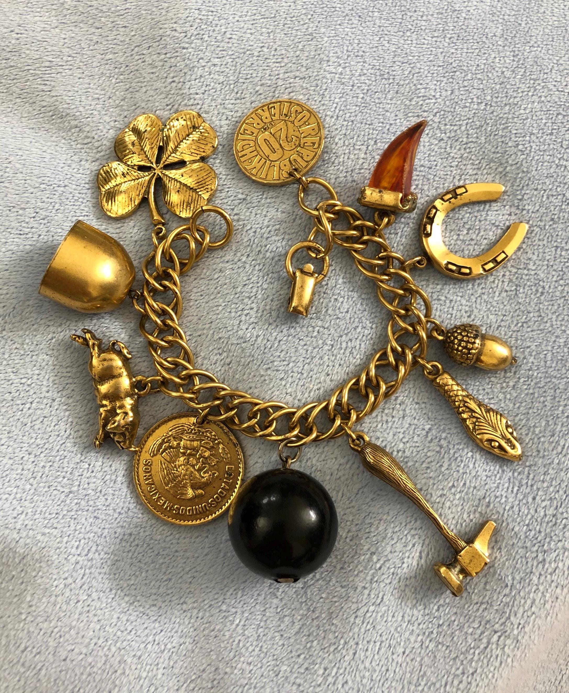 1951-1955 Vintage Coro Lucky Thyme Chunky Charm Bracelet - Etsy