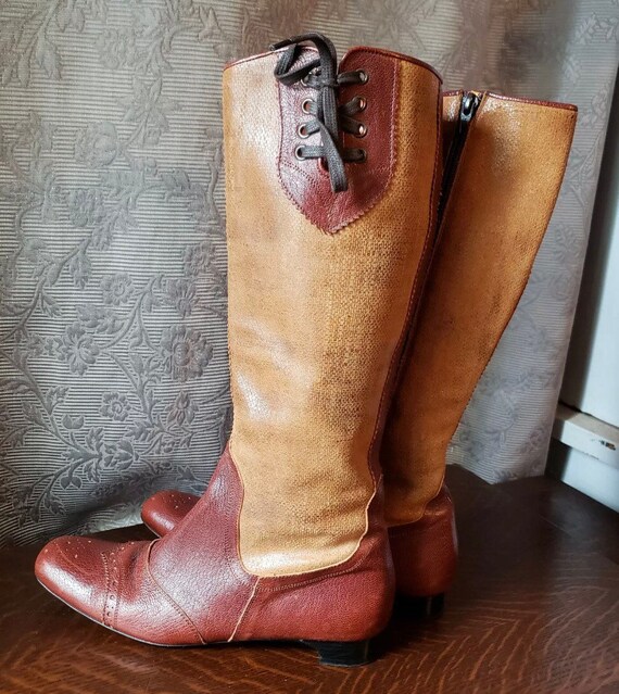 Vintage Oxford style Vero Cuoio Tall Brown Boots … - image 8
