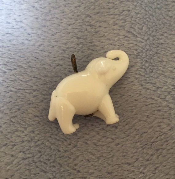 Antique White Milk Glass Elephant charm / pendant 