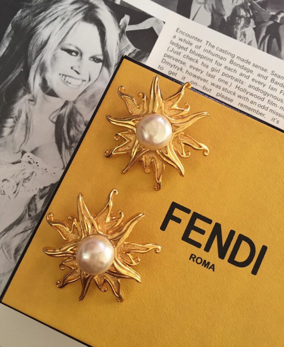 Beautiful Vintage FENDI Sun Earrings Clip On - Etsy