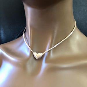 Vintage Italy Sterling Omega Necklace W/Puffy Heart Centerpiece Pendant 16&quot;