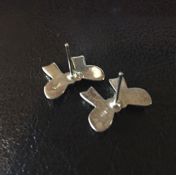 Vintage Ribbon Sterling Silver Bow  Earrings for … - image 2