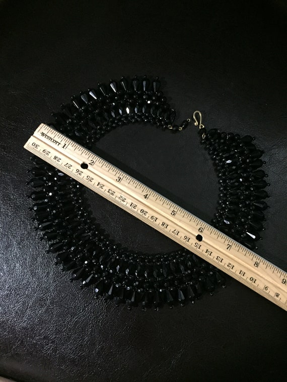 Vintage Faceted Black Collar Cleopatra necklace - image 9