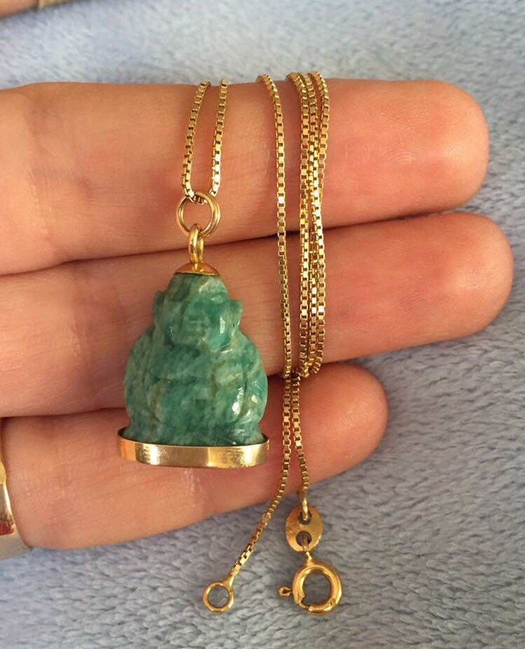 Art Deco 18K Solid Gold 750 Gold Jade 