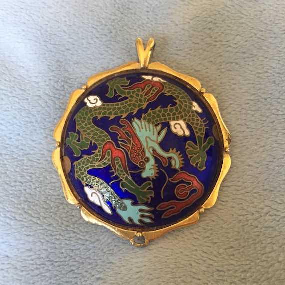 Large Vintage 1978 Givenchy Enamel Dragon Pendant