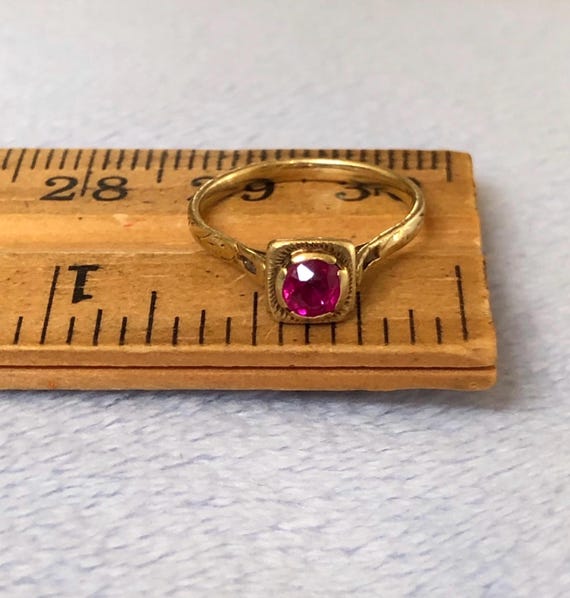 Victorian 14K Solid Gold Ruby Ring Child's Ring S… - image 4