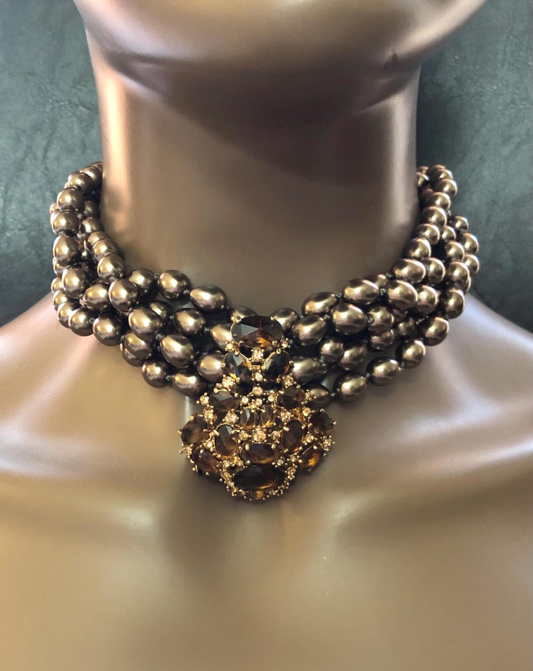 Rare Monet Necklace Lustrous Baroque Pearl W/dazzeling Pendent