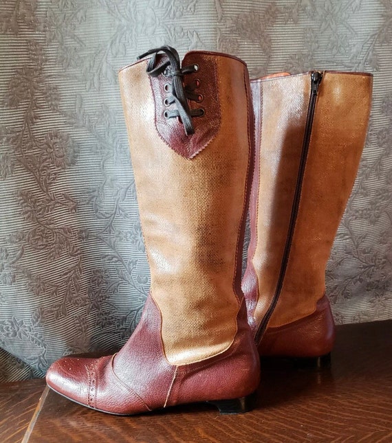 Vintage Oxford style Vero Cuoio Tall Brown Boots … - image 9
