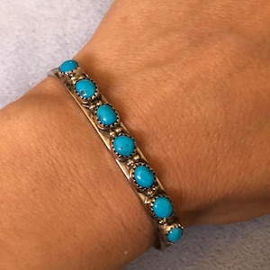 Southwestern Navajo Sterling 7 Turquoise Cuff Bangle Stacker Cuff bracelet