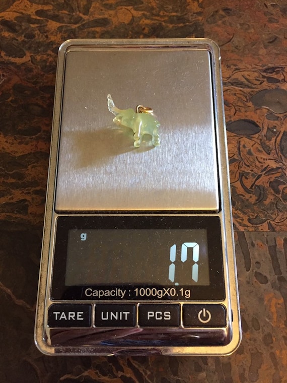 Tiny Art Deco Translucent Carved Green Agate Elep… - image 8