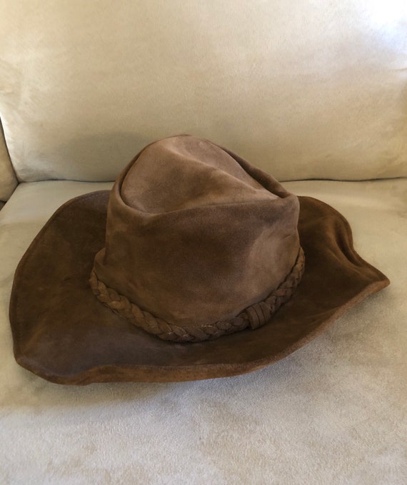 Classic Midnight Leather Braided Cowboy Hat - Leather Skin Shop