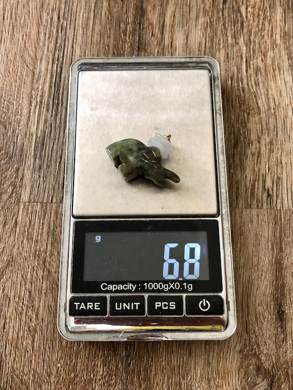 Tiny Double PI Disk Carved jade Elephant Charm Pe… - image 8