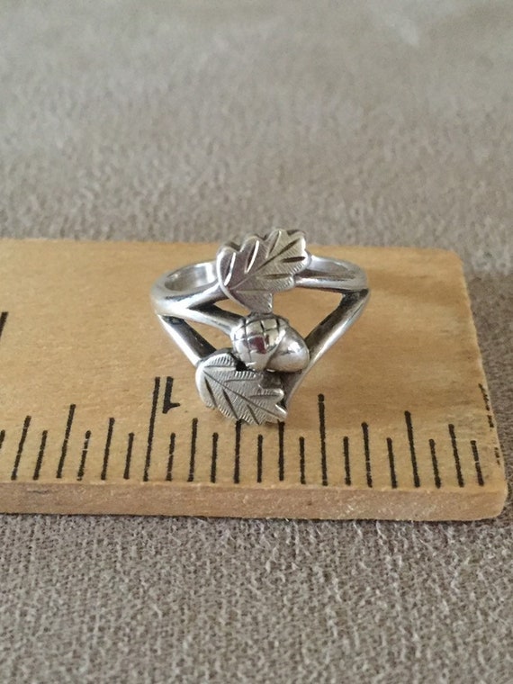 Old Sterling silver Acorn and Oak Leaf Ring size … - image 3