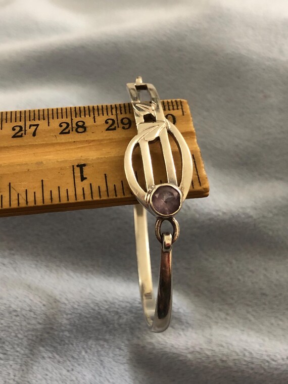 Deco Ivy Amethyst Solid Sterling Wrap Cuff Bangle… - image 2