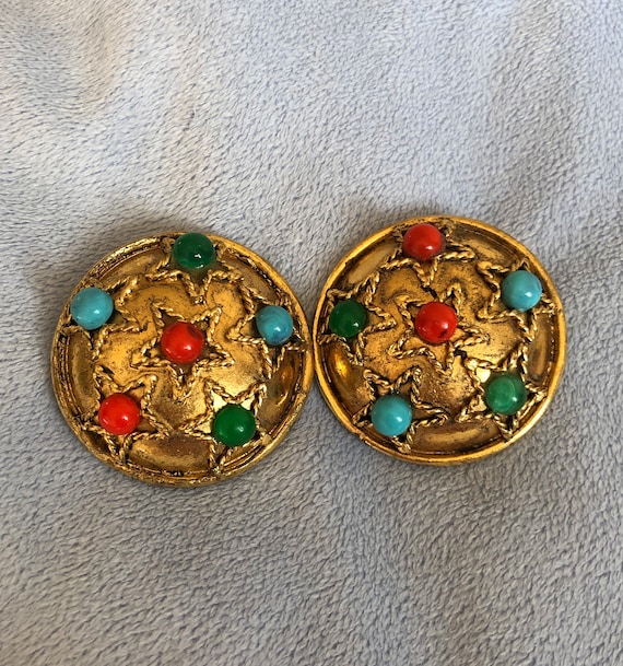 Vintage Star Shield French clip on earrings - image 1