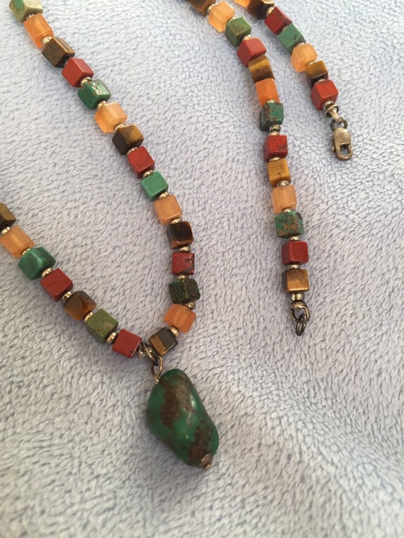 Vintage sterling silver tiny cube Multi Gemstone … - image 3