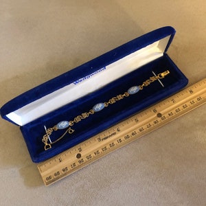 Vintage 1950 Blue Wedgewood Made In England Bracelet Hygieia Goddess of Health Cameo w/box
