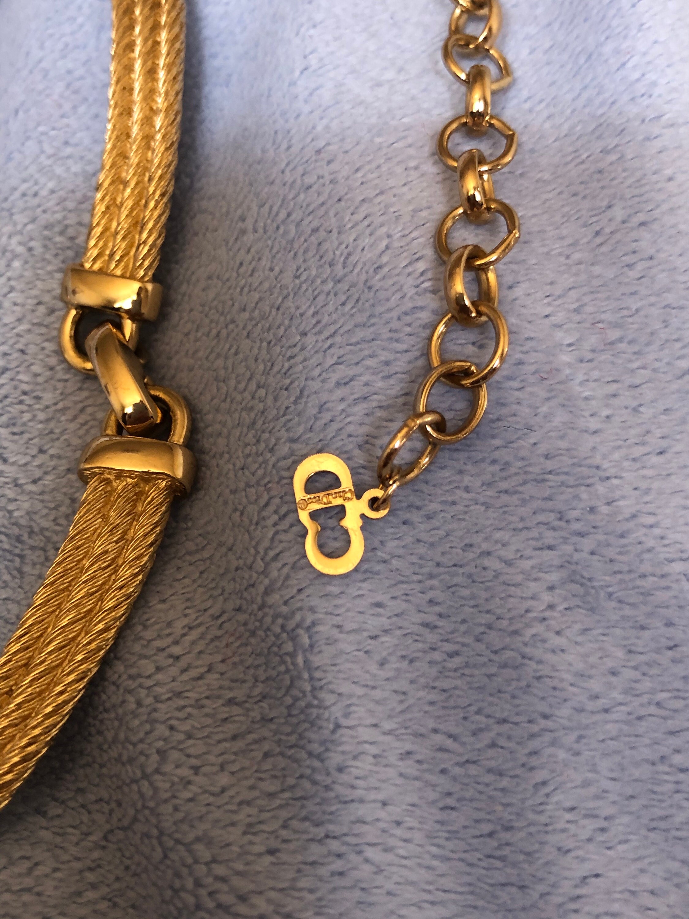 Vintage Christian Dior Gold Plated Necklace Equestrian Rope