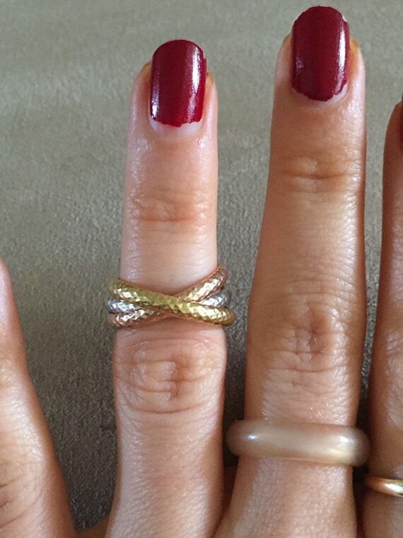 Tri color puzzle ring sale