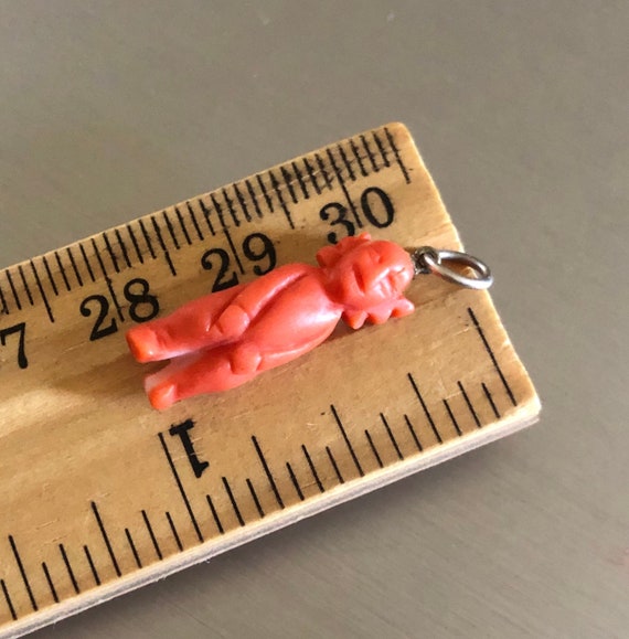 Antique Carved Salmon Coral pendant charm
