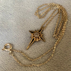 Vintage Black Enamel Sterling Silver Small Cross Necklace 17.5 inch