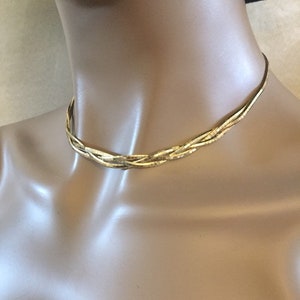 Vintage Gold washed Sterling Silver Necklace 3 Strands 16 choker necklace