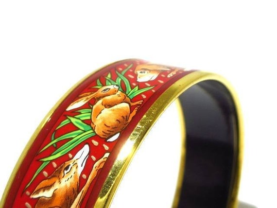 Retired authentic HERMES Enamel Rabbit Bangle Bra… - image 9