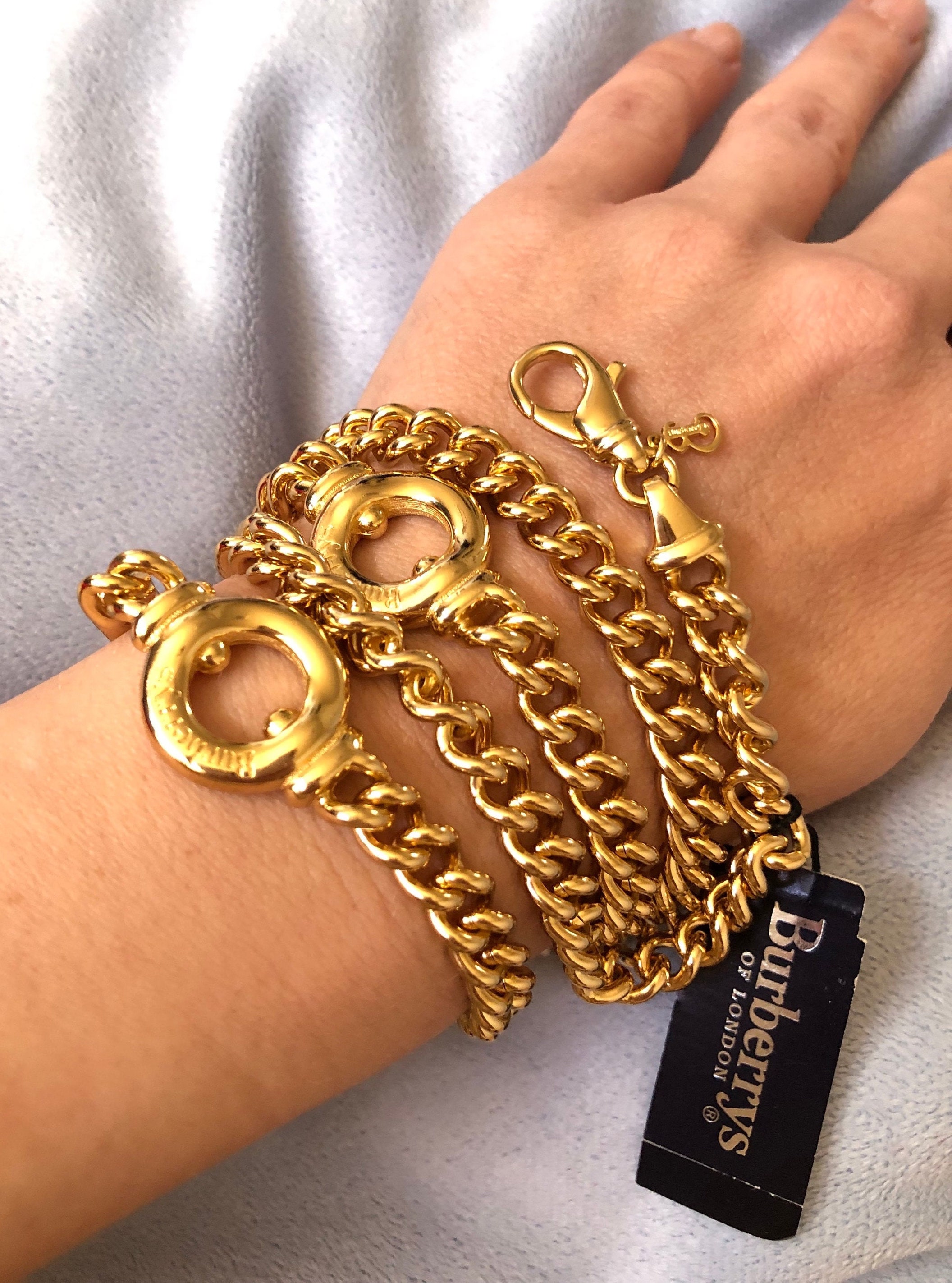 小物 Burberry Blue Label Logo Gold chain belt Leather belt Burberry Blue size 95 cm in Leather - 47017864