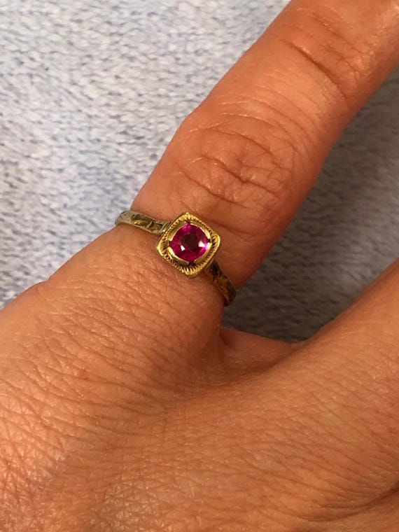 Victorian 14K Solid Gold Ruby Ring Child's Ring S… - image 7