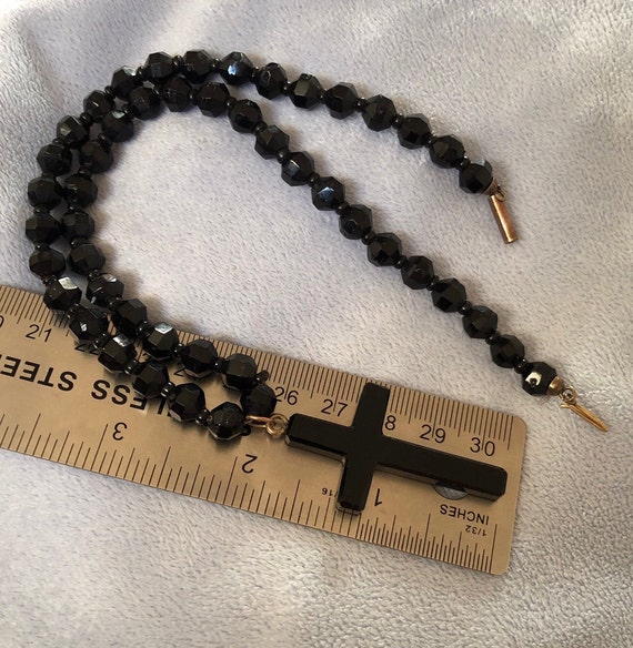 Antique Victorian Faceted Black Jet  Necklace Plu… - image 1