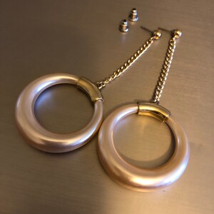 Vintage faux Graduated pearl moon earrings dangle hoop earrings