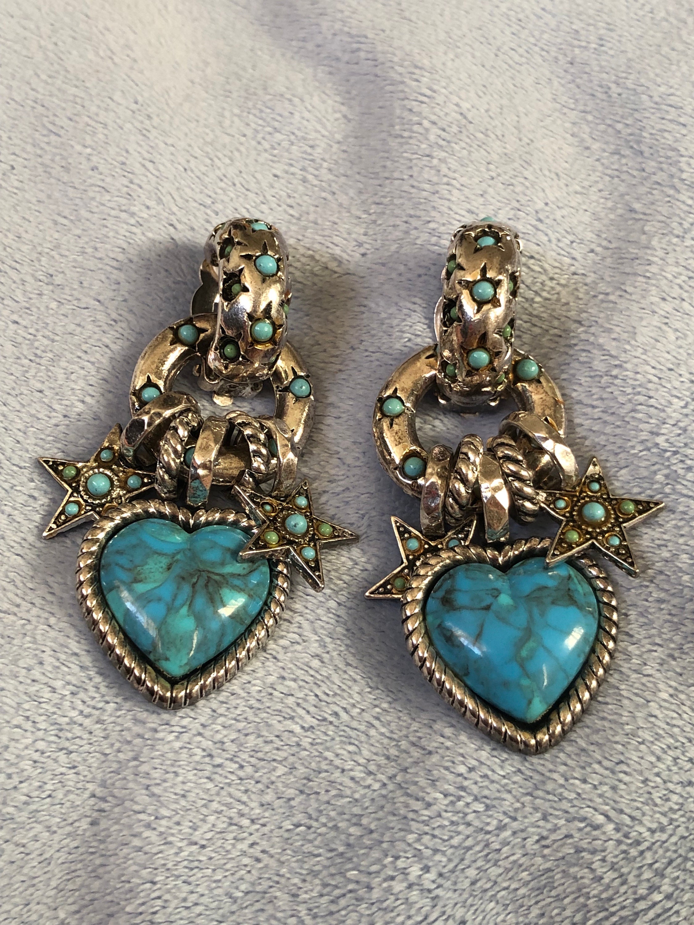 Vintage Made in France French Country Zoé COSTE Earrings W/blue 