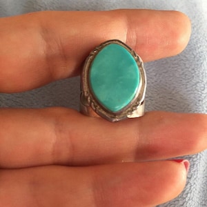 Vintage South West Sterling Silver Desert Rose Trading (old mark) DTR 925 Turquoise Ring size 7 American made