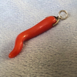 Antique Carved Salmon Red Coral pendant charm image 2