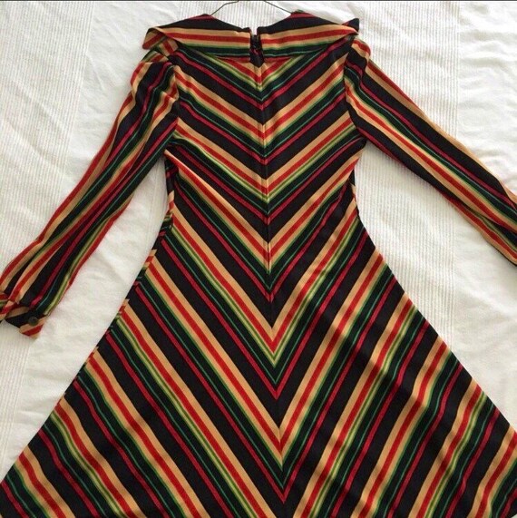 Vintage colorful Chevron Dress size small - image 6