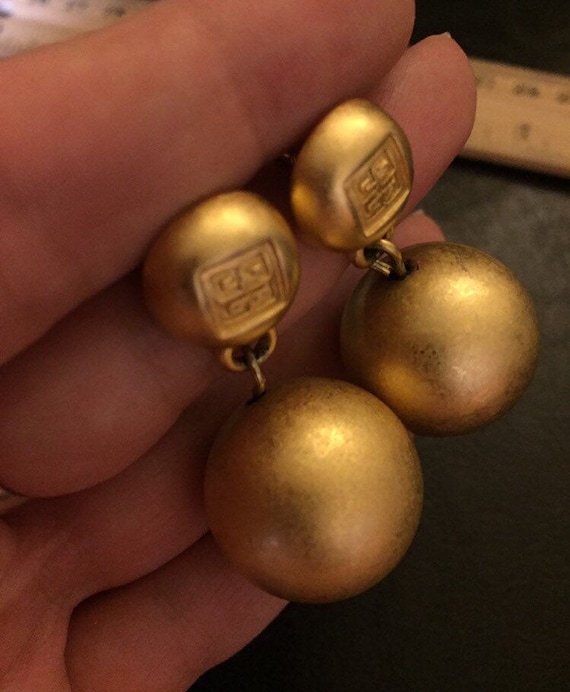 Rare Givenchy earrings Matte Gold Pebble   Givenc… - image 2