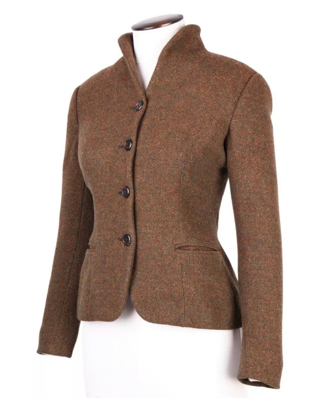 Ralph Lauren Black Label Equestrian Textured Brown Wool Jacket